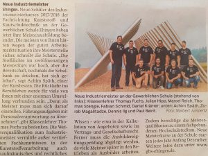 Read more about the article Abschluss der Industriemeister 2018