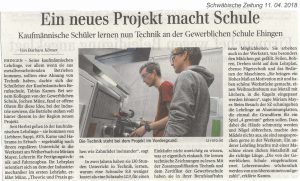 Read more about the article Kaufmännische Schüler lernen nun Technik an der Gewerblichen Schule Ehingen