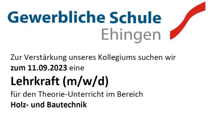 Gesucht, Lehrkraft (m/w/d) für Holz- und Bautechnik